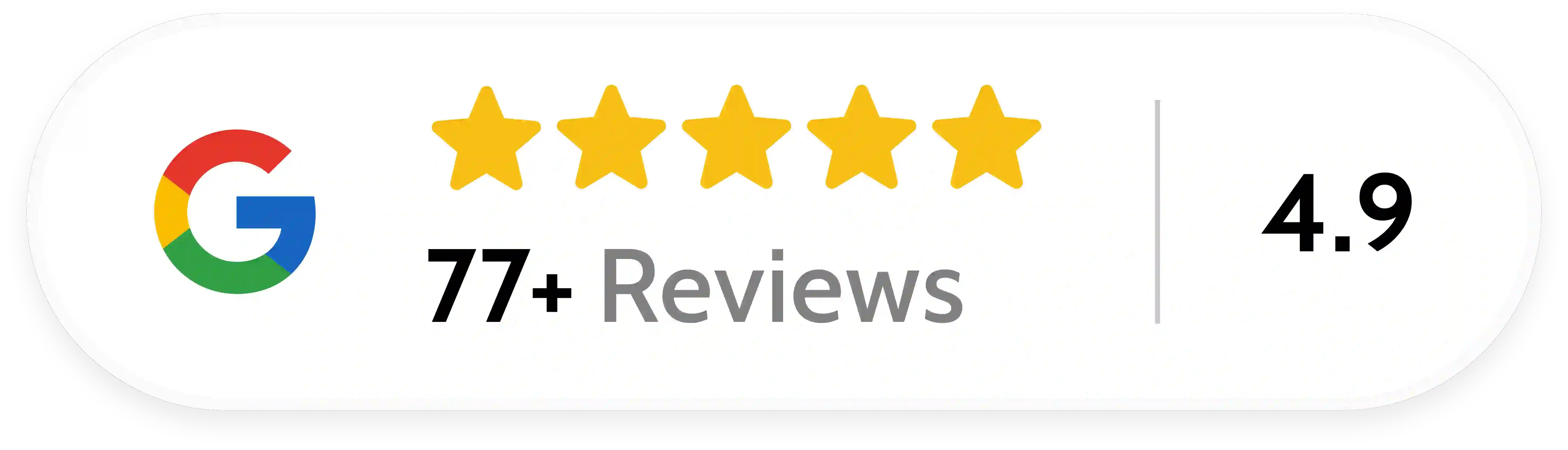 Google Reviews badge toont 5 sterren beoordeling van 4.9 met 77+ reviews voor Rijschool Welslagen